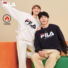 FILA 斐乐情侣圆领加绒卫衣男2024秋季新款男女同款休闲宽松上衣￥309