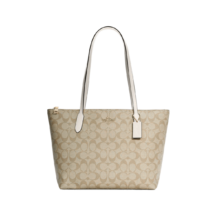 COACH 蔻驰【全国联保】Tote 30老花大容量拉链单肩托特包4455 浅咖 上长38下长29*11.5*24.5cm