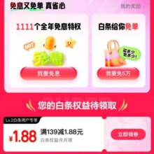 京东 双11白条免息会场 领取6期白条免息券/满139-1.88元白条支付立减券