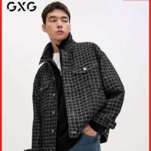 plus会员、入会：GXG  男士花格纹牛仔夹克、需凑单