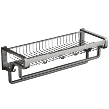尔沫（EM）毛巾架置物架浴巾架免打孔浴巾架太空铝枪灰色厨卫挂件卫浴套装 枪灰色-豪华加厚款-双杆37CM93元 (券后省12)