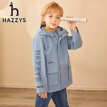 HAZZYS 哈吉斯 男童撞条连帽薄风衣