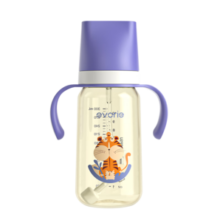爱得利（evorie）吸管奶瓶 一岁以上大宝宝宽口径带重力球PPSU奶瓶300ml 紫