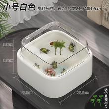 others 其他 迦图鲮乌龟缸家用造景创意压克力带晒台生态小型龟盆鱼缸乌龟饲养缸 小号【21.5*21