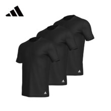 ADIDAS 家居服纯棉短袖3件装 黑色