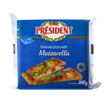总统（President）法国进口马苏里拉芝士片（奶酪制品）200g一包  披萨匹萨搭档