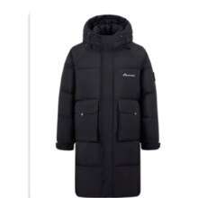 雪中飞羽绒服冬季男中长款连帽御寒保暖纯色简约时尚百搭防寒服羽绒外套