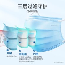 振德（ZHENDE）一次性外科医用口罩透气三层防护含熔喷布儿童防尘防花粉阻菌口罩 医用外科非独非灭菌100只