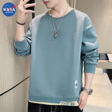 NASA RHUDE 男士字母印花长袖卫衣 6016雾霾蓝