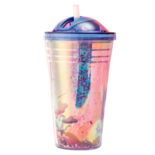 中国国家博物馆一鹿相伴星球创意水杯生日礼物渐变色炫光吸管杯礼品杯子国博文创 一路相伴星球杯