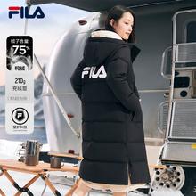 FILA 斐乐女子羽绒服秋冬加厚连帽拉链长款防泼水防污保暖外套女