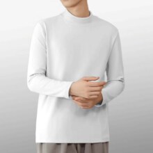 真维斯t恤德绒半高领男士长袖上衣中领潮流衣服 白色 三件