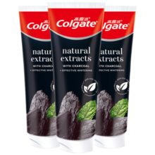 高露洁（Colgate）天然竹子活炭清新口气竹炭美白牙膏100g*3  美白牙齿