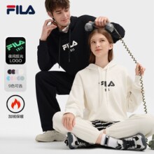 FILA 斐乐官方加绒卫衣男2024秋季新款连帽情侣宽松休闲上衣