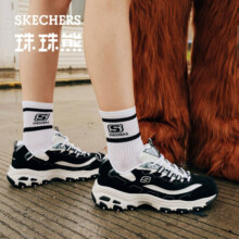 斯凯奇（Skechers）珠珠熊小白鞋女复古增高老爹鞋休闲运动鞋149463-BKW