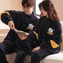 plus会员、芬腾  珊瑚绒  情侣加厚加绒套装家居服  多色可选