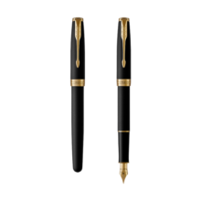 派克（PARKER）钢笔 签字笔 商务办公签字 节礼物 男女生日礼品 卓尔磨砂黑金夹墨水笔