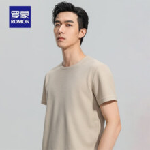 罗蒙（ROMON）华夫格短袖t恤男圆领夏季新款中青年时尚休闲T恤衫 米驼 165