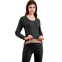 FitonTon保暖内衣女加绒加厚圆领套头修身打底情侣秋衣秋裤套装 L