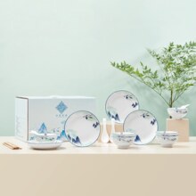 釉下彩！共禾京品 鹤翔云天中国风7英寸餐盘 4只