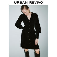 URBAN REVIVO 女款小金扣针织连衣裙 UWG940281