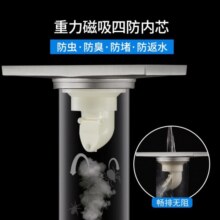 潜水艇（Submarine）LTKC50-10 黄铜镀镍防臭淋浴地漏 亚银拉丝面长条地漏奶油风