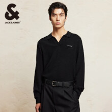 plus会员：JACK&JONESb 杰克·琼斯 男装秋冬新款 羊毛衫 套头毛衣 静奢风POLO 黑色 185/104A/XL