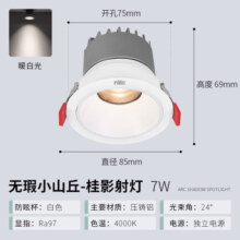 雷士（NVC） COB防眩柔光洗墙射灯LED嵌入式天花灯客厅过道灯玄关走廊灯具 白环-7W暖白-开孔75MM