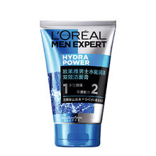 L'OREAL PARIS 男士水能润泽双效洁面膏 100ml券后34.9元