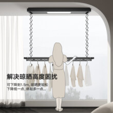 金贵夫人电动晾衣架升降阳台家用隐形晾衣杆伸缩晒衣架自动隐藏智能晾衣机 黑A10-LS+声控+小屏照明