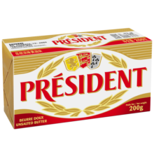 总统（President）法国进口发酵型动物淡味黄油块 200g一块 （淡味）烘焙原料