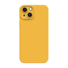 狸贝多 苹果16肤感保护壳天使眼镜头防摔iphone16ProMax仿液态硅胶直边手机壳15/14/13/12 天使眼【柠檬黄】保护壳 iPhone 14