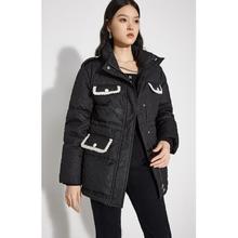 ochirly 欧时力 女士撞色工装外套中长款羽绒服