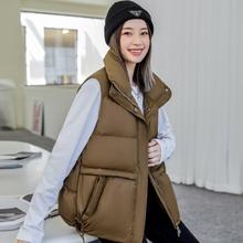 YAYA 鸭鸭羽绒服 冬季抗寒女士外套90绒时尚休闲外搭立领短款无袖女士马甲