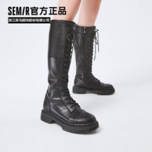 PLUS会员：森马（Semir）女士 新款高帮长筒靴 黑色