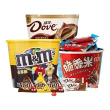 mm豆巧克力3桶装牛奶德芙士力架脆香米儿童零食糖果食品