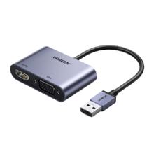 UGREEN 绿联 USB3.0转HDMI/VGA转换器 高清一分二分配器