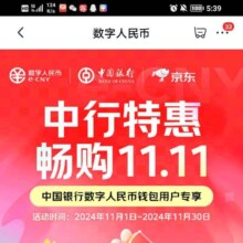 中国银行 X 京东 数字人民币 随机立减1-20元