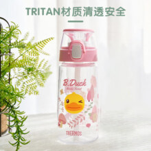 膳魔师（THERMOS）儿童水杯哈利波特周边联名tritan运动直饮杯小学生吸管杯喝水杯子 【小黄鸭联名】粉吸管杯 550ml