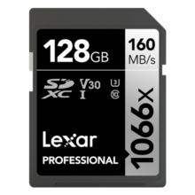 Lexar雷克沙SD卡相机内存卡 4K高清微单反摄像储存卡 V30 UHS-I高速sd卡大卡 128G 1066X 读160MB 写120MB SD卡