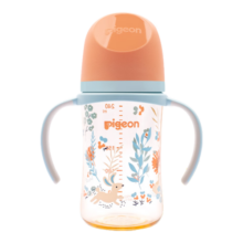 贝亲（Pigeon）自然实感第3代 双把手奶瓶 240ml-丛林小兔 M号 3个月以上  AA218