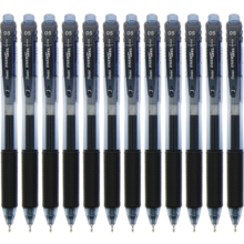 派通（Pentel）0.5mm按动中性笔 速干水笔学生办公财务针管签字笔（替芯LRN5）BLN105 黑杆黑芯 12支装