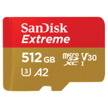 闪迪（SanDisk）512GB TF(MicroSD)内存卡 4K极速金卡A2 V30 U3行车记录仪 运动相机无人机 监控存储卡 读190MB/s369元 (券后省10,月销1w+)