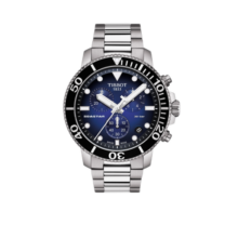 天梭（TISSOT）【官方授权店】海星1000系列石英男表运动潜水腕表瑞士手表送男友 渐变蓝钢带T120.417.11.041.01