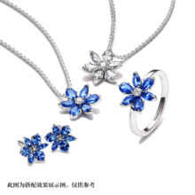 潘多拉（PANDORA）闪耀蓝色拼花耳钉花朵样式高级简约个性生日礼物送女友 1 292407C01 均码