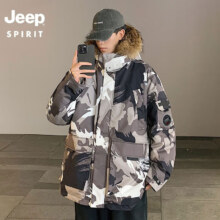 百亿补贴，plus会员：JEEP SPIRIT 羽绒服 可拆卸毛领多彩保暖户外宽松鸭绒工装外套