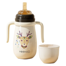 plus：英氏（YEEHOO）保温奶瓶 学饮杯 便携吸管水杯保温壶 （配三头）
