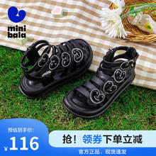 迷你巴拉巴拉 MINI BALA迷你巴拉童鞋女童凉鞋夏季透气耐磨中小童经典时尚高帮可爱休闲鞋 黑色 32码 脚长19.0-19.7cm