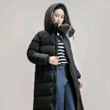 PLUS会员：BOBBY BIZZ95%白鹅绒羽绒服女 冬季大码超长过膝宽松中戏外套 黑色（男女同款） M 充绒量371克