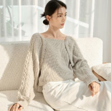 DUIBAI 对白 法式方领假两件毛衣女式